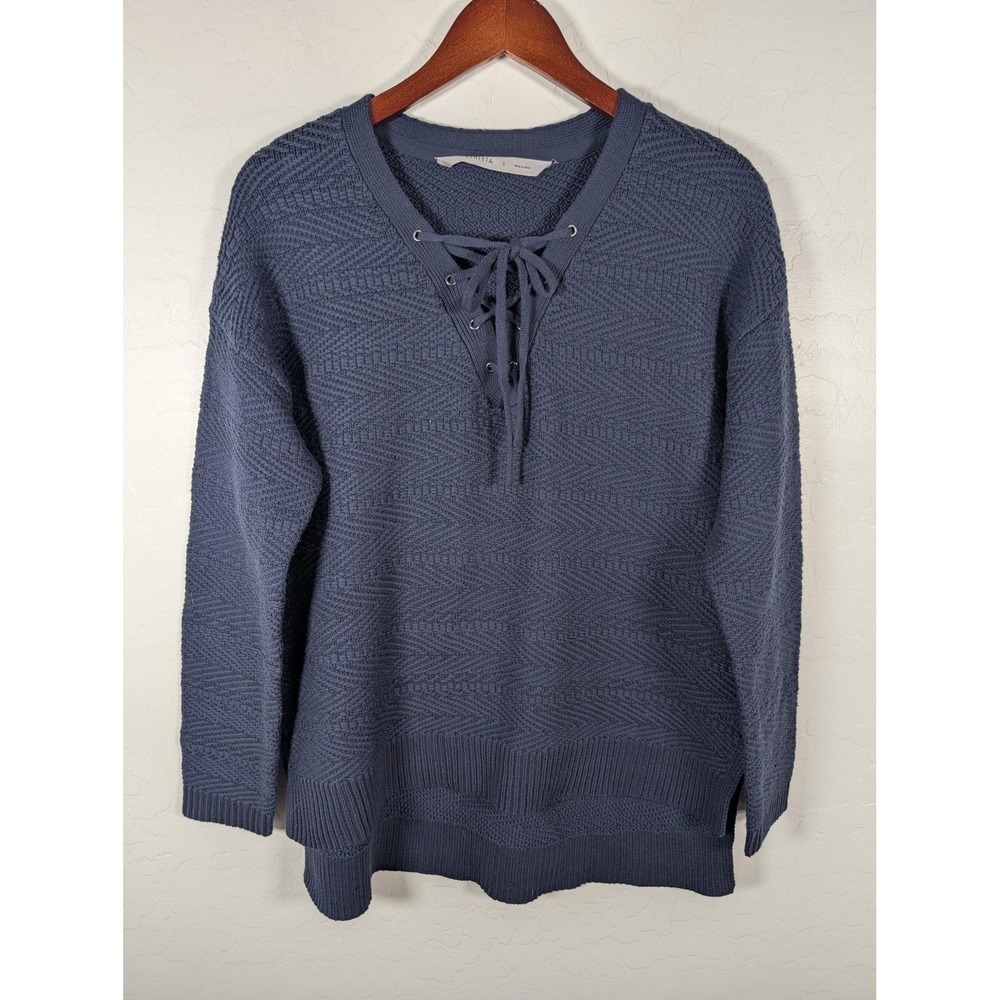 Athleta‎ Sweater Womens Small Textured Lace Up Pullover Knit Top